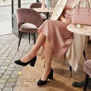 Kate Spade New York Beverly Suede Pump Block Heel Black 8.5